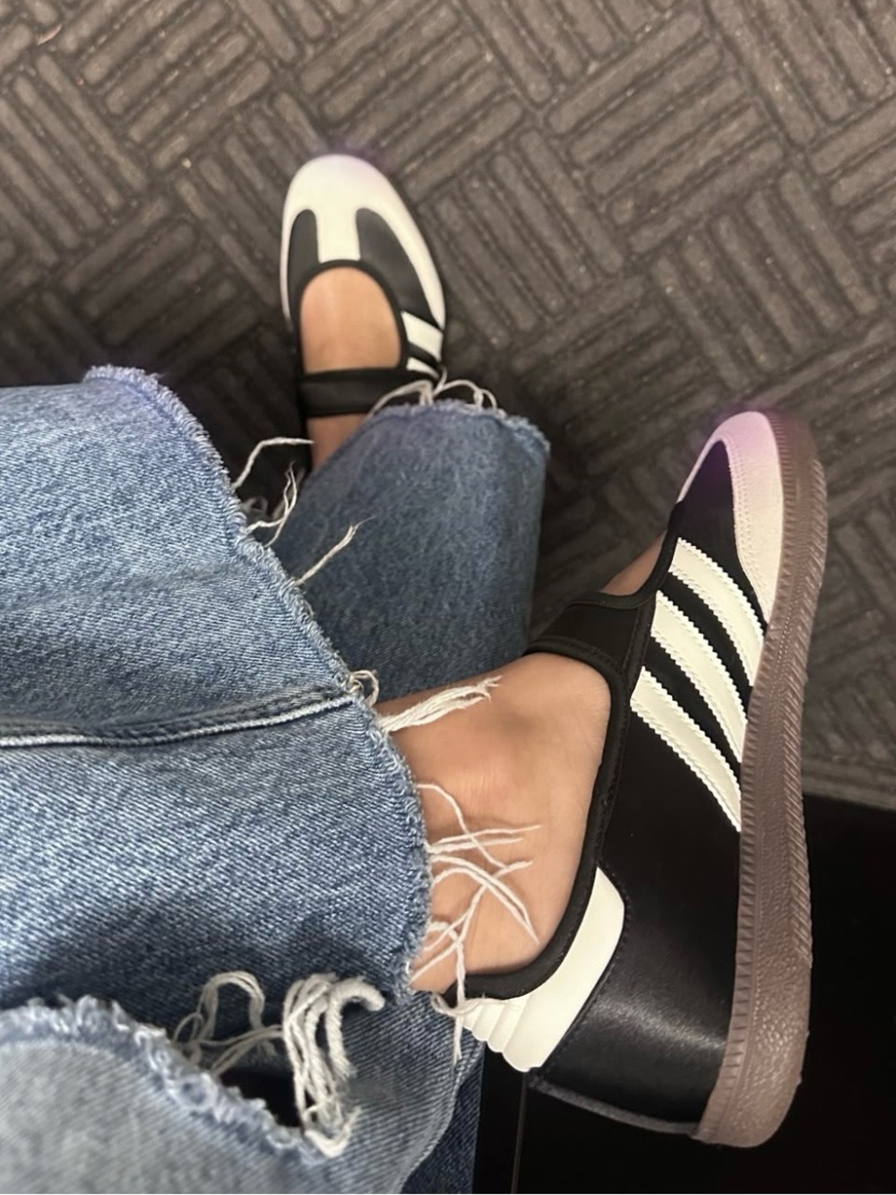 adidas Black and White Women's Mary Jane Style Flats